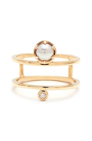 Anna Sheffield + Reverse Attelage Double Band Pearl & Diamond Ring