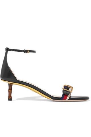 Gucci + Sylvie Grosgrain-Trimmed Leather Sandals
