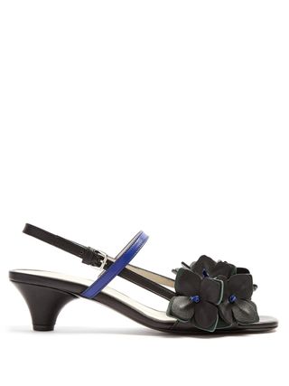 Marni + Floral-Embellished leather sandals
