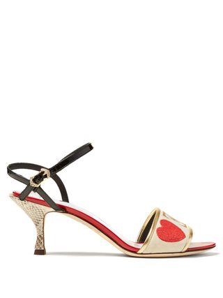 Dolce & Gabbana + Amore-Embroidered Sandals
