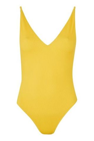Topshop + Plunging Ribbed Swimsuit