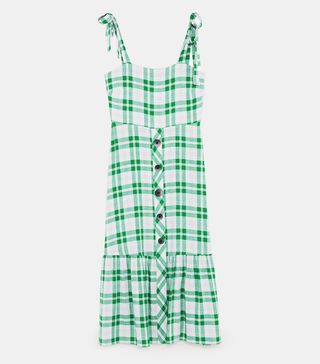 Zara + Check Dress With Buttons