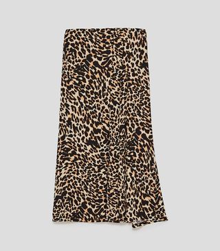 Zara + Animal-Print Midi Skirt
