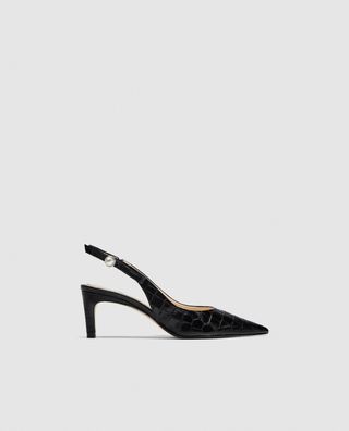 Zara + Slingback Leather High Heel Pumps