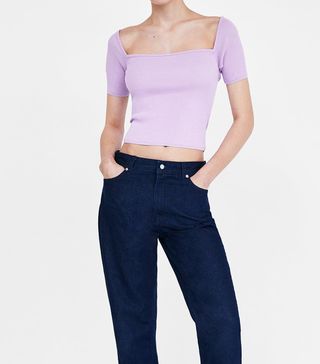 Zara + Off-the-Shoulder Crop Top