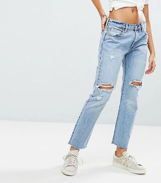 Levi's + 501 Crop Jean with Rips