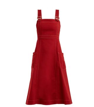 AlexaChung + Square-Neck Cotton-Blend Dress