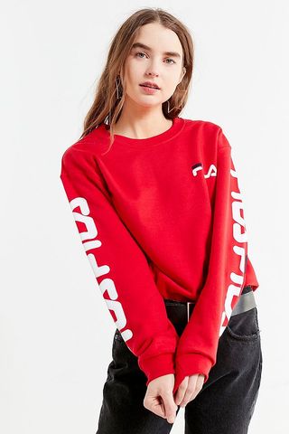 Urban Outfitters x Fila + Double Logo Crew-Neck Sweatshirt