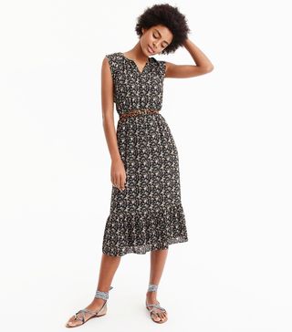 J.Crew + Mercantile Cap-Sleeve Midi Dress in Superbloom