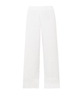 Jaline + Tallulah Macramé-Trimmed Pointelle-Knit Cotton Pants