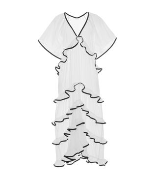 Rhode Resort + Ariel Tiered Midi Piped Short Sleeve Dress