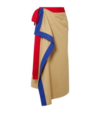 Rosie Assoulin + Ruffled Cotton-Twill Wrap Skirt