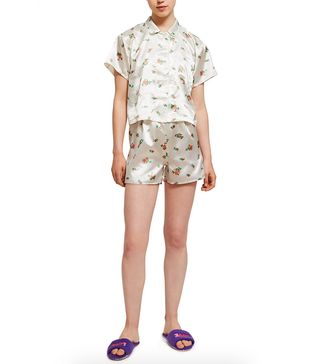 OK + Satin Floral Pajama Set
