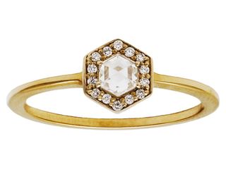 Gillian Conroy + Hexagon White Diamond Halo Ring