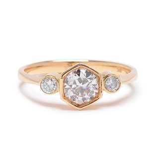 Lori McLean + Hexagon Trinity Old Mine Diamond Ring