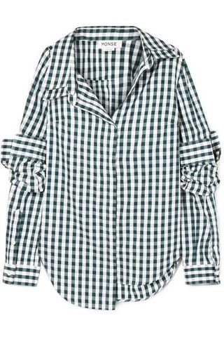 Monse + Asymmetric Gingham Cotton-Poplin Shirt