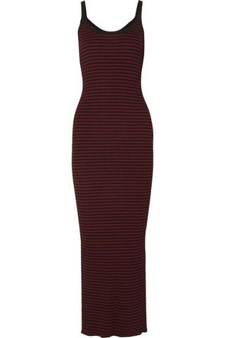 McQ Alexander McQueen + Striped Ribbed-Knit Maxi Dress