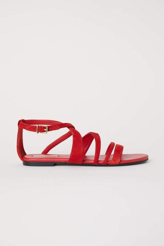 H&M + Suede Sandals in Red