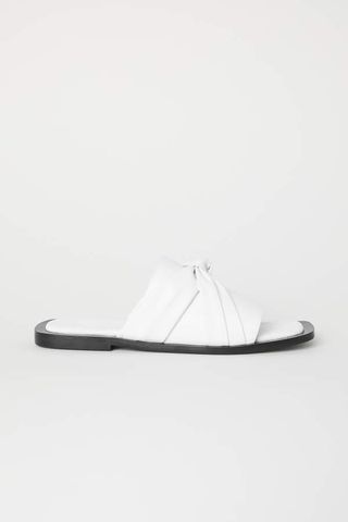 H&M + Leather Slides in White