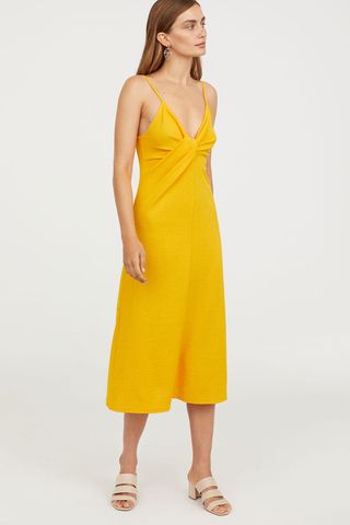 H&M + Tie-Detail Dress in Bright Yellow