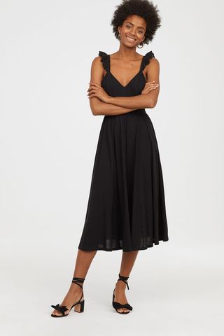 H&M + Cotton Dress in Black