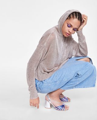 Zara + Minimal Collection Sweater With Metallic Thread