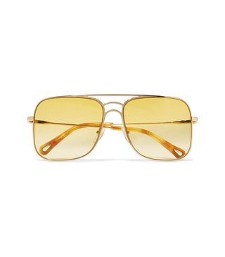 Chloé + Aviator-Style Gold-Tone Sunglasses