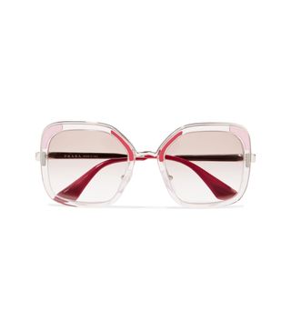 Prada + Square-Frame Acetate and Silver-Tone Sunglasses