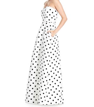 Alfred Sung + Strapless Dot Sateen Gown
