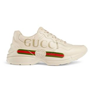 Gucci + Rhyton Gucci Logo Leather Sneakers