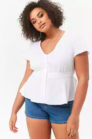 Forever 21 + Plunging Button-Front Top