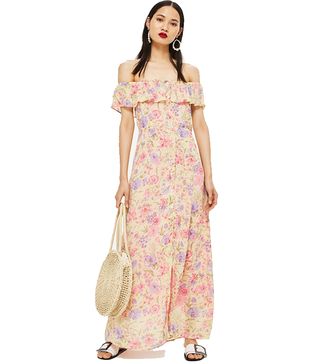 Topshop + Petite Floral Bardot Maxi Dress