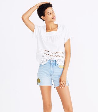 Madewell + High-Rise Denim Shorts: Sun Embroidered Edition