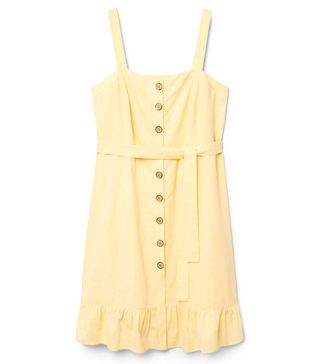 Violeta by Mango + Buttoned Linen-Blend Dress