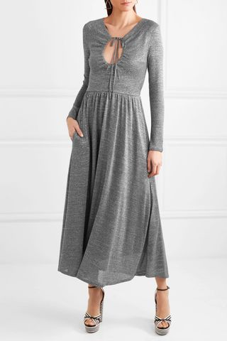 AlexaChung + Metallic Stretch-Knit Maxi Dress
