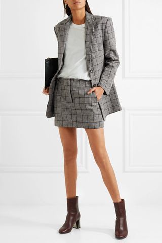 Tibi + Aldridge Checked Wool-Blend Tweed Mini Skirt