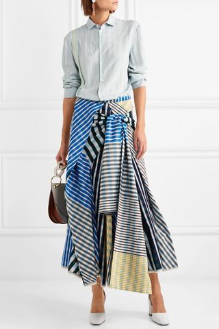 Marni + Tie-Front Checked Taffeta Midi Skirt