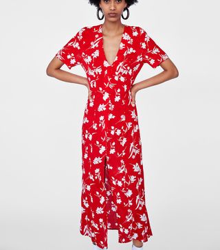 Zara + Long Floral Print Dress