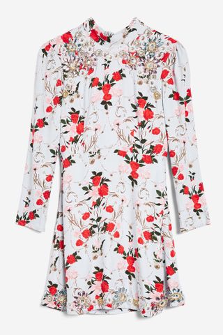 Topshop + Rose-Print Dress