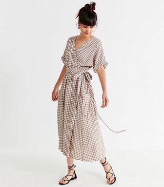 Urban Outfitters + Gabrielle Linen Midi Wrap Dress