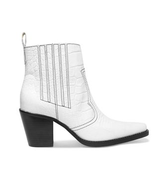 Ganni + Callie Croc-Effect Leather Ankle Boots