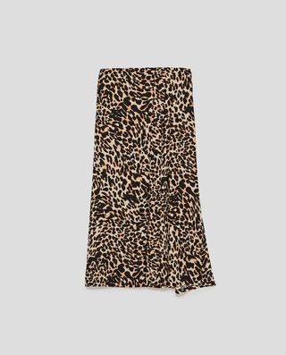 Zara + Animal Print Midi Skirt