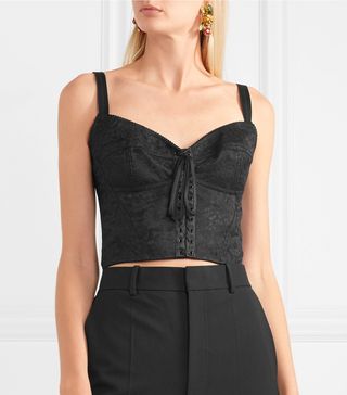 Dolce & Gabbana + Satin-Trimmed Lace Bustier Top