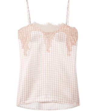 Cami NYC + Sweetheart Lace-Trimmed Gingham Silk-Charmeuse Camisole