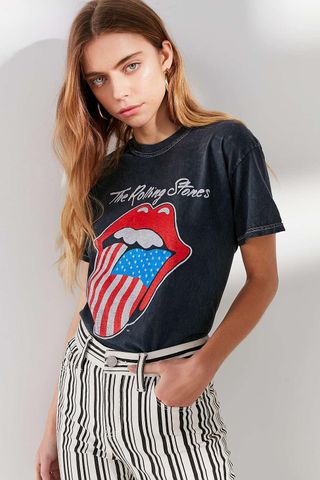 Urban Outfitters + The Rolling Stones American Flag Lips Tee