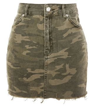 Topshop + Moto Camouflage Denim Skirt
