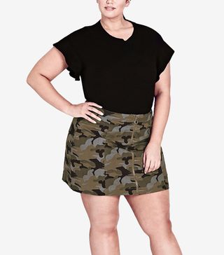 City Chic + Cotton Camo-Print Skirt