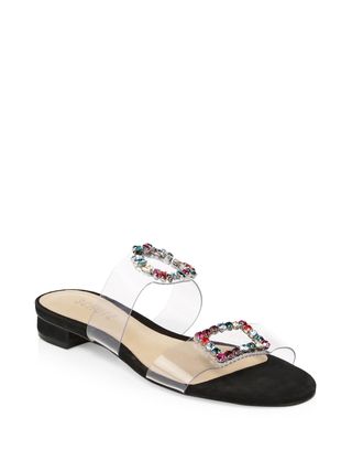 Schutz + Judith Jeweled Transparent Sandals