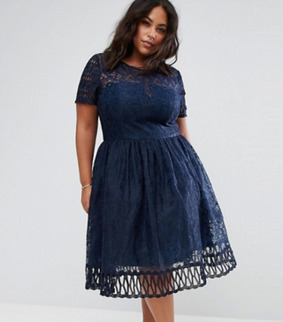 Chi Chi London + Premium Lace Dress With Cutwork Detail and Cap Sleeve
