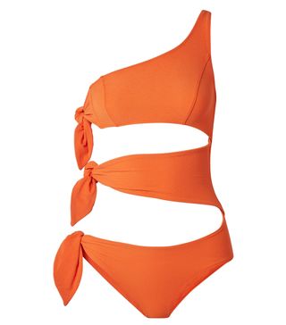 Lisa Marie Fernandez + Bianca One-Shoulder Cutout Stretch-Crepe Swimsuit